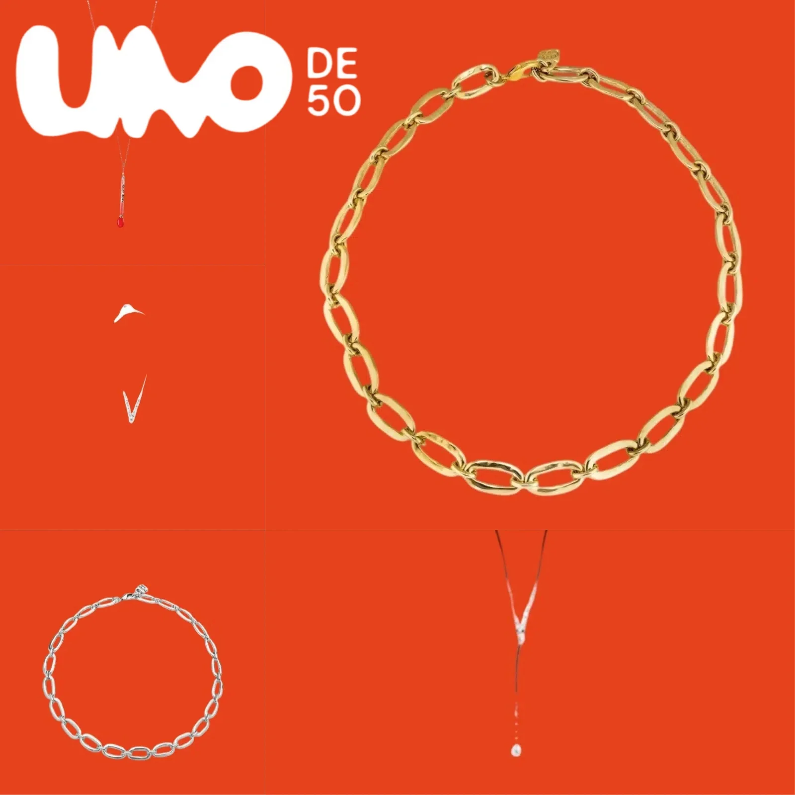 

Элегантное колье UNOde50: серебро и золото 24 карата | со скидкой