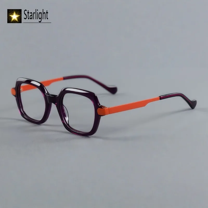 النمط الياباني الرجعية مربع النظارات الإطار الرجال خلات الدوبامين اللون العصرية النظارات إطارات قصر النظر رجل وصفة طبية بصرية