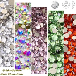 1440Pcs/Bag SS3-SS20 High Quality Golden Bottom Non Hotfix Rhinestones Bling Bling Glass Clear Crystal For Garment Decoration