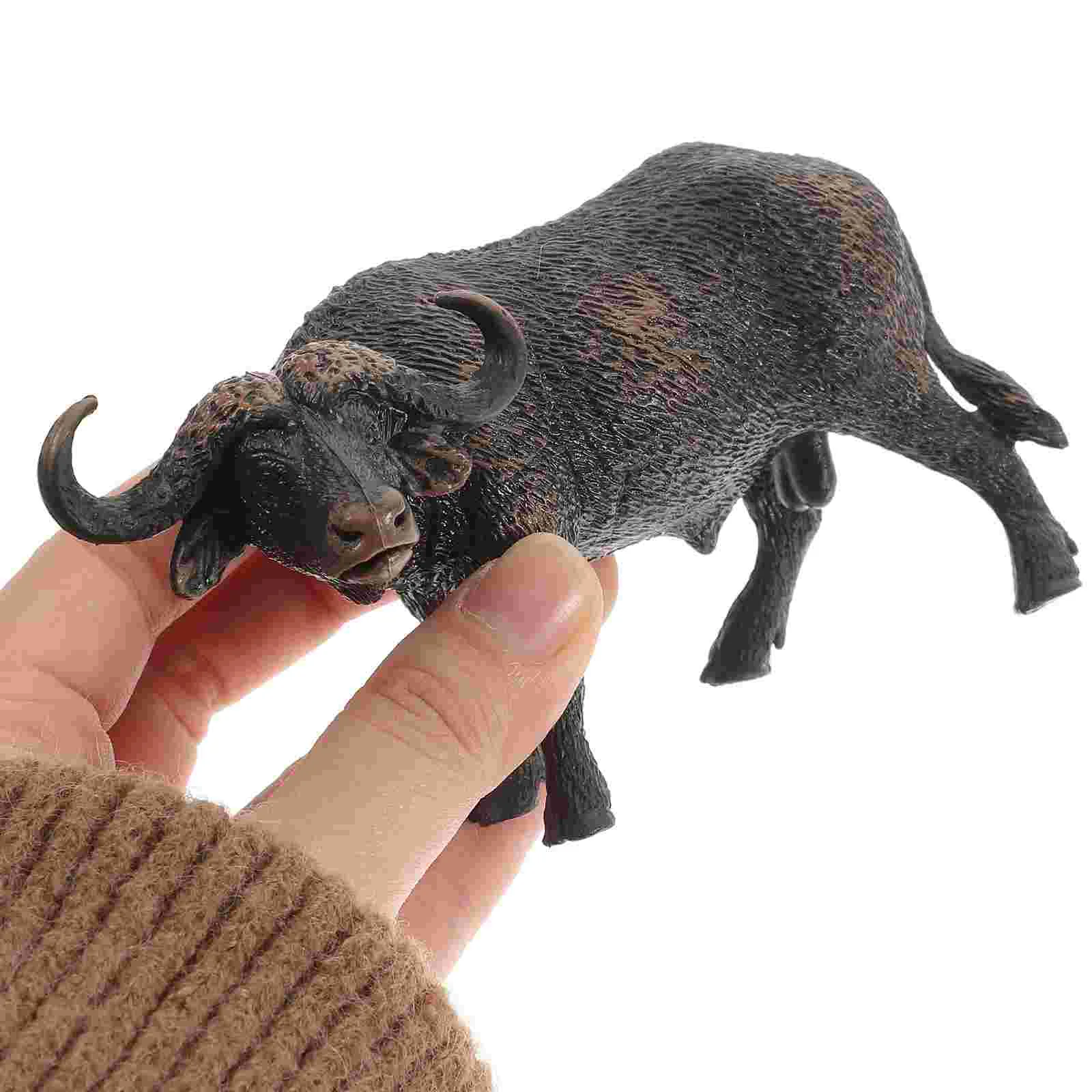 1pc Realistic African Buffalo Model Solid Simulation Wildlife Figurine Toy Craft Home Decoration Buffalo Figurines