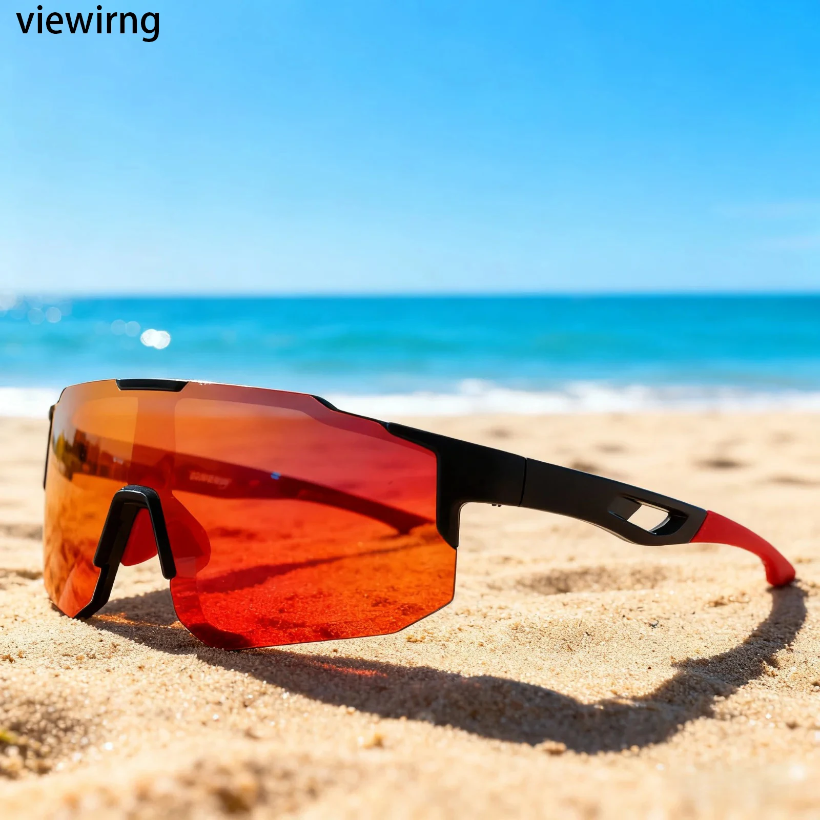 Viewring Unisex Übergroße Sportsonnenbrille UV400 Wraparound Farbenfroher Komfort-Fit für Radfahren Wandern Outdoor-Aktivitäten