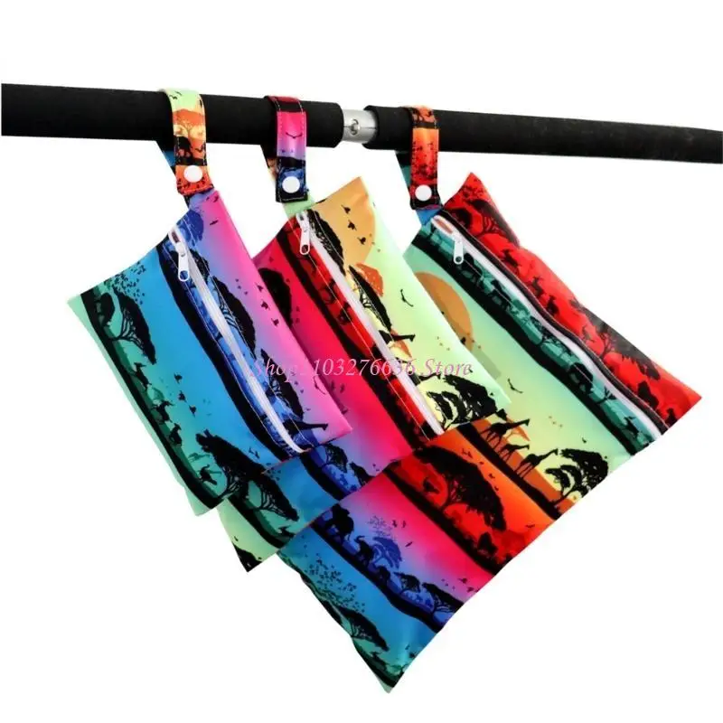 R6FD 3Pcs Reusable Hanging Wet Bags Multifunctional Hanging Pocket Travel Diaper Bag Sanitary Pad Storage Bag
