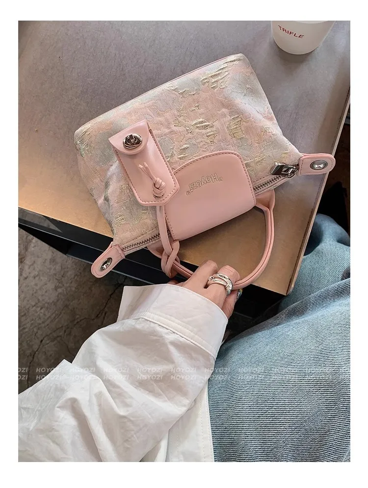 Ladies Mini hand-held dumpling pink bag, one shoulder, summer crossbody bag