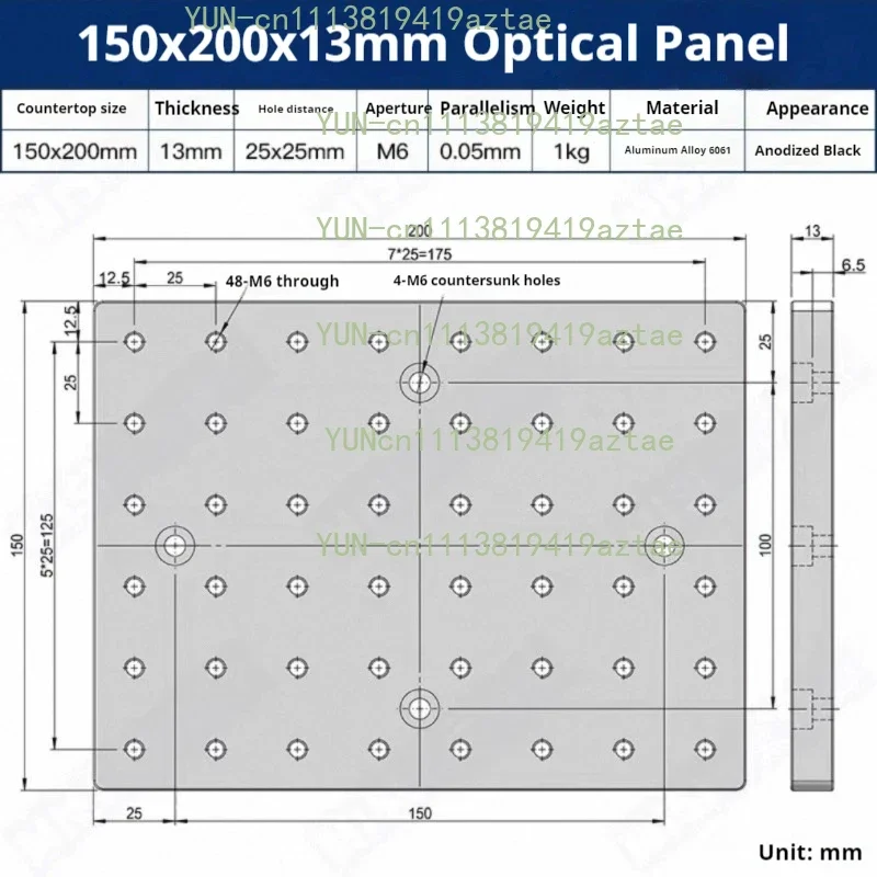 M4/M6 Aperture Optical Flat Plate High-precision Aluminum Alloy Honeycomb Plate Porous Fixed Aluminum Plate Optical Platform