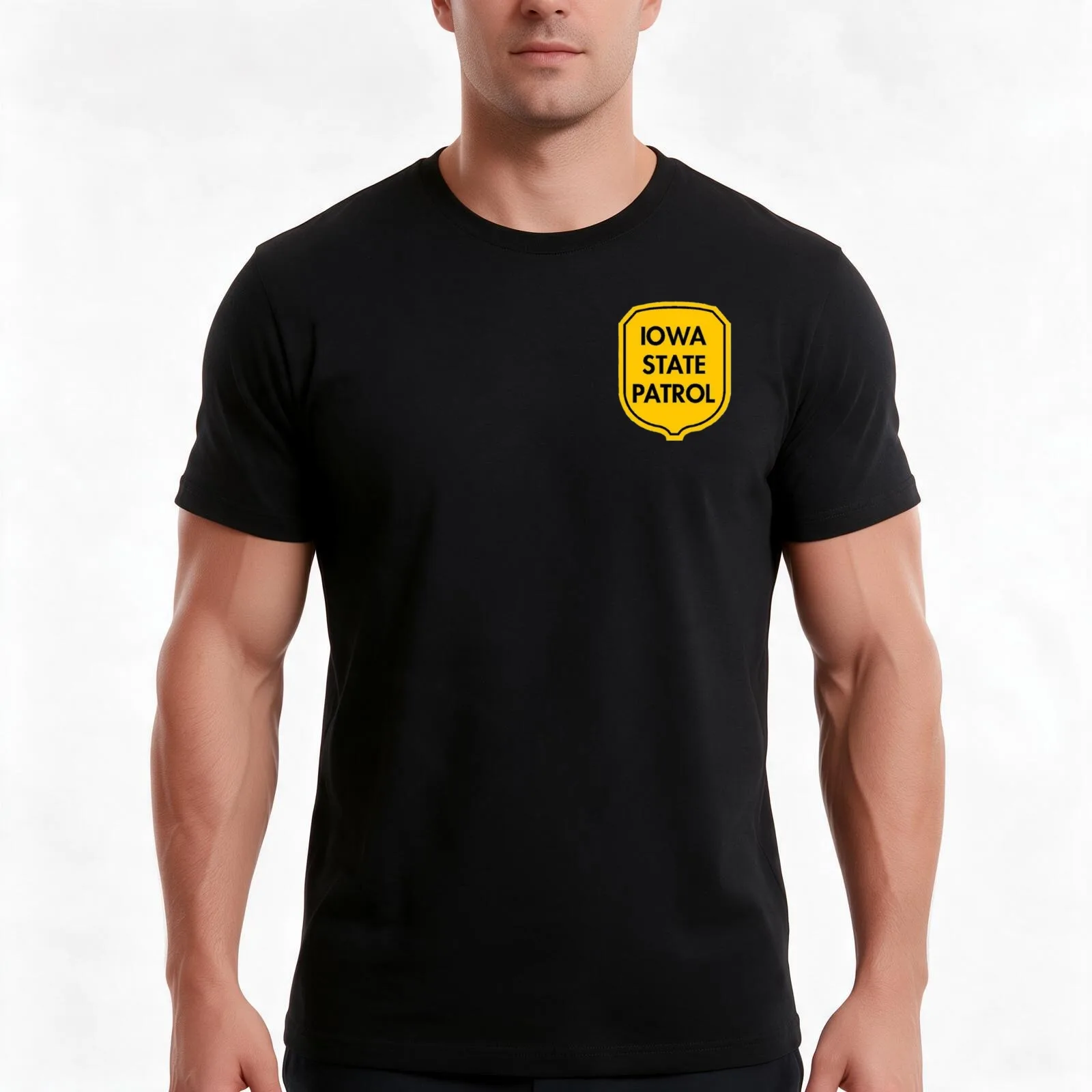 Iowa State Patrol T-Shirt, Summer Casual Cotton Tee, Oversized Streetwear Tops, Vintage Graphic Print, Loose Fit Short Sleeve