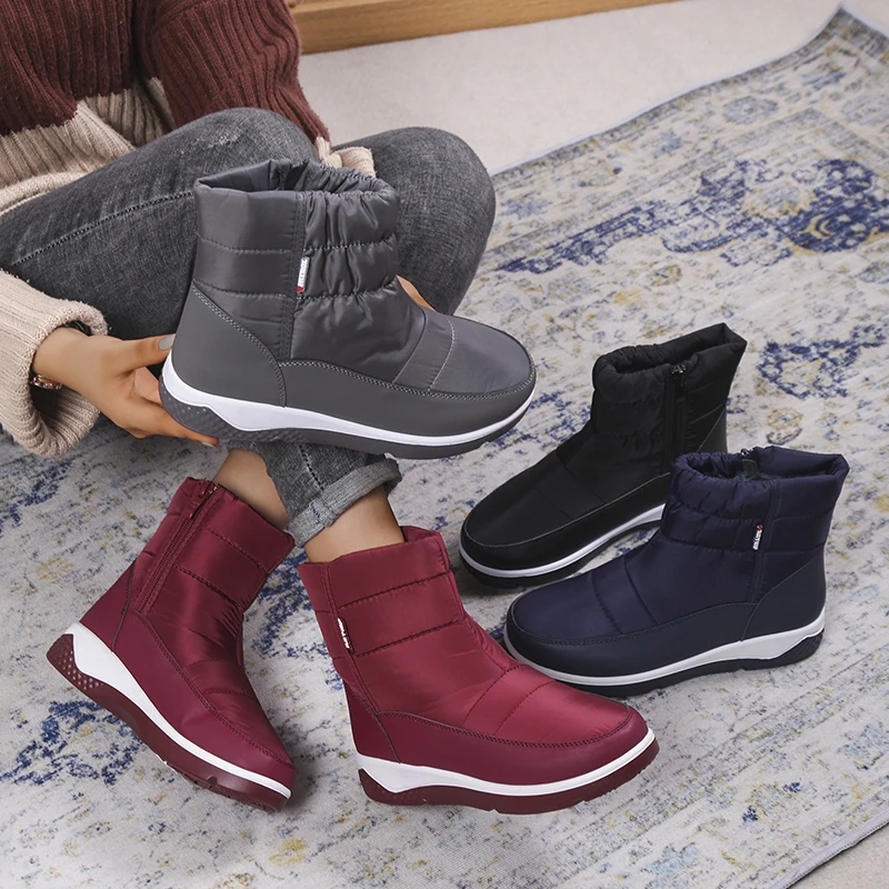 

Women Snow Boots 2022 New Sporty Casual Furry Ankle Booties Ladies Light Soft Waterproof Botas Winter Warm Down Shoes