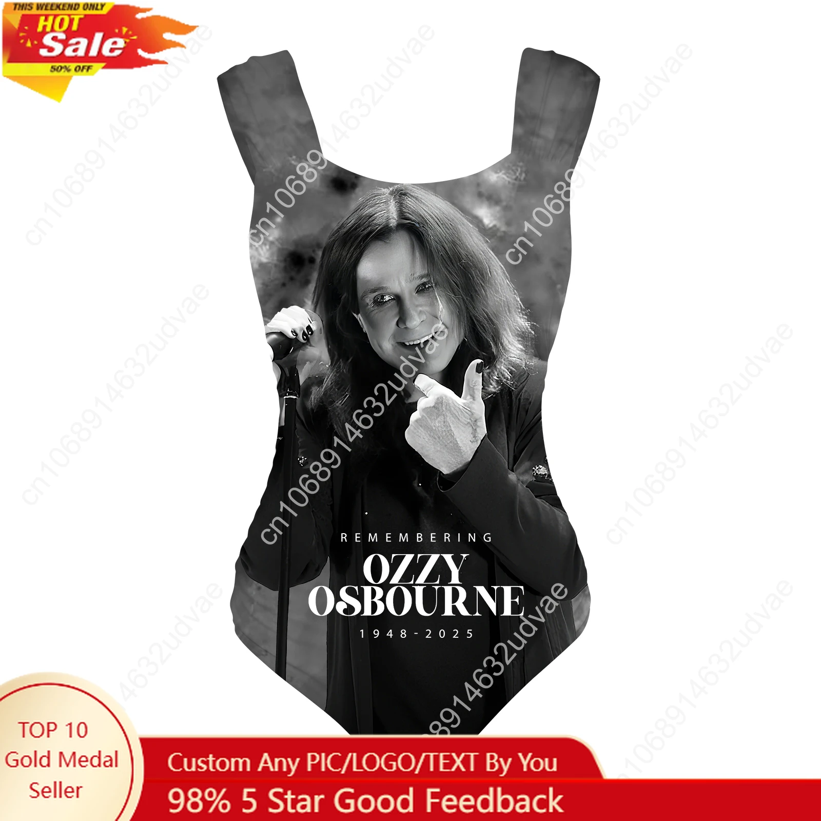 

Ozzy Osbourne 1948-2025 One Piece Swimsuit Wide Strap Women Bathing Suits Back To The Beginning Sexy Bikini Customize Beachwear