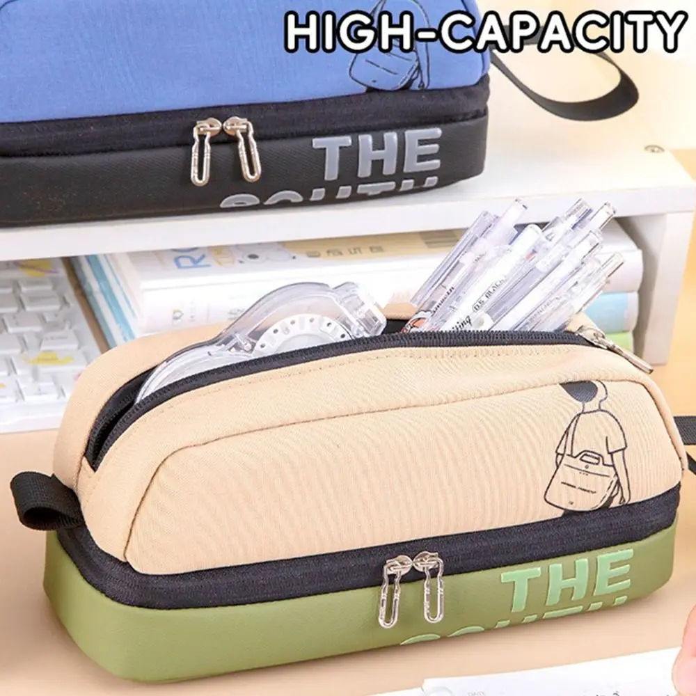 New Portable Pen Bag Three-layer Large Capacity Pencil Case Pen Box Gift