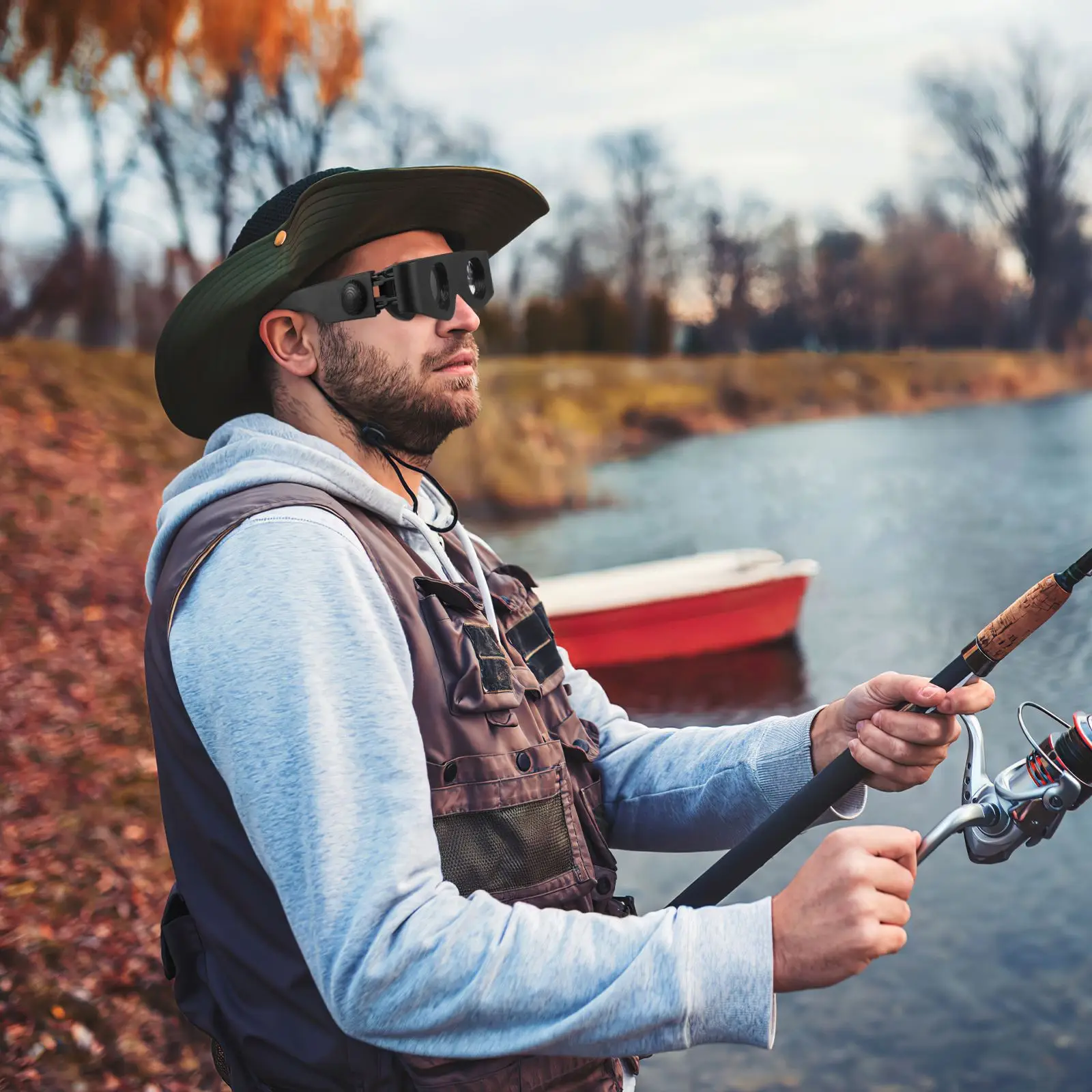 Fishing Bird Watching Binocular Glasses Adjustable Focus Professional Hands-Free Glasses Binocular Telescope Magnifier Wearable