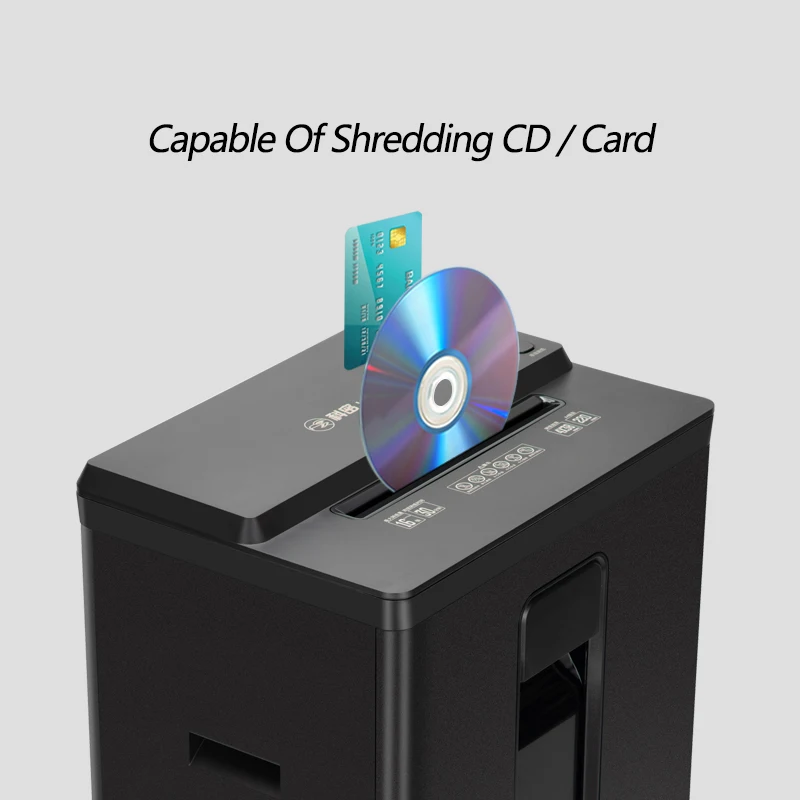 Distruggidocumenti A4 nero resistente da 15 fogli Distruggidocumenti per CD 4 * 40 mm con alimentazione elettrica per carta esaurita da ufficio