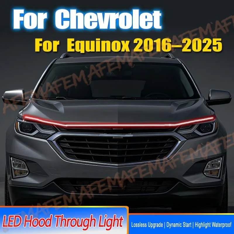 For Chevrolet Equinox 16-25 Car Hood Daytime Running LightStrip WithStart Scan Car Decorative Atmosphere Lamps DRLWaterproof