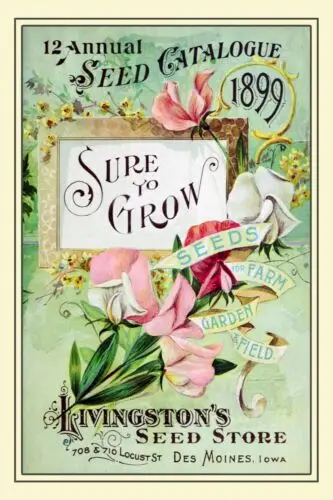 Livingston's Seed Catalogue Advert, Vintage Retro Style Metal Sign