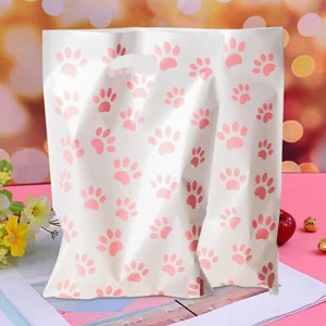 10pcs/30pcs Pink Paw Print Gift Bags Stickers Footprints Cat Candy Bags For Pet Theme Supplies Dog Cat Birthday Party Decoration