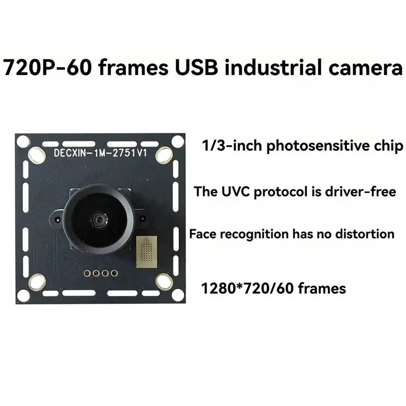 B27B No Driver Required USB Camera Module 1MP 720P 60 Frames 90-Degree Wide-Angle Distortion-Free Ideal For Facial Recognition