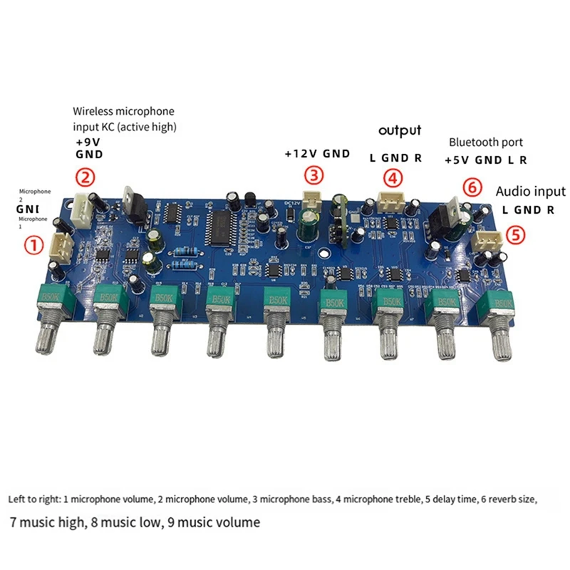 Tone Tech-Carte de réverbération karaoké, M65831, M0001A, réglage des basses élevées, DC 12V, alimentation