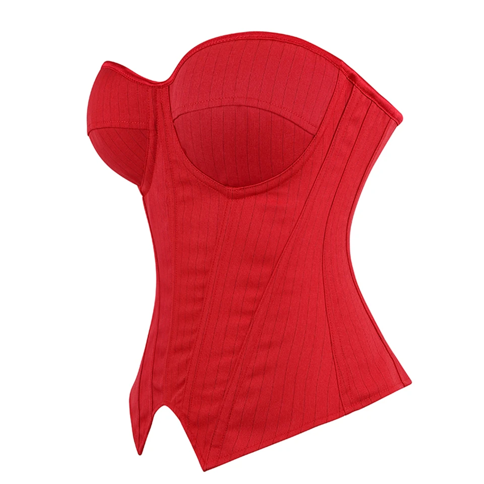 Becirzet Damen Overbust-Korsett mit Reißverschluss, gestreift, Schnür-Bustier, Taillenformer, Bauchkontrolle, Shapewear, Oberteil für Bürodamen – Detail 25