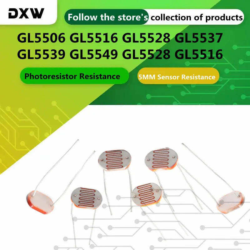20PCS/Lot Photoresistor Resistors GL5506 GL5516 GL5528 GL5537 GL5539 GL5549 GL5528 GL5516 5MM Sensor Resistance