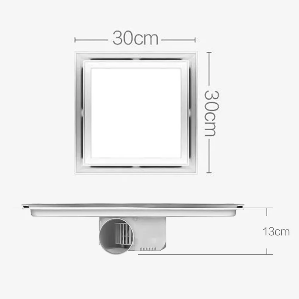 혁신적인 디자인 30x30cm 에너지 효율적인 LED가 장착된 흰색 배기 팬은 욕실의 수분 조절에 적합합니다.