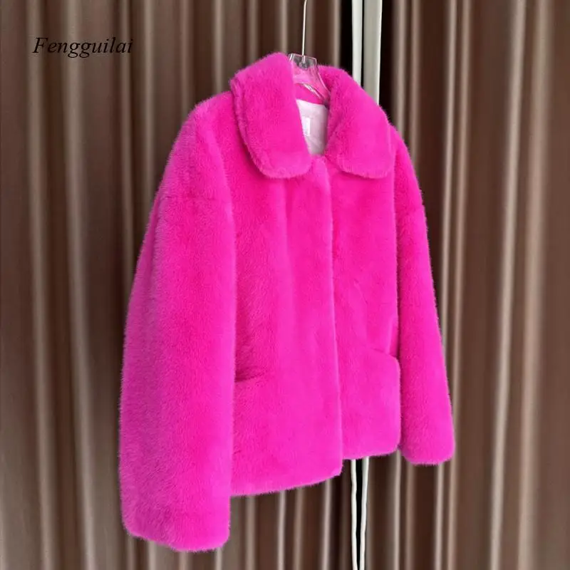 Women's Coat Winter New Korean Version fur Coat Long fox Coat Furry Medium Long Loose Brown Thick Young Commuting
