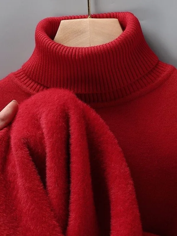 

Мужской зимний свитер Thiened Fce на подкладке с высоким воротником, приталенный модный городской свитер с длинным светом, повседневный теплый топ