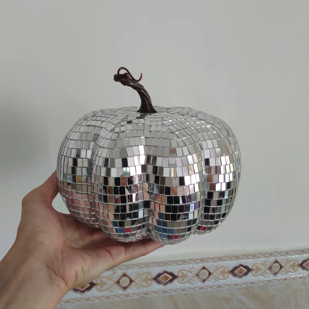 

Pumpkin Disco Ball Halloween Party Home Decor Photography Props Ornaments Mirror Glass Pumpkins