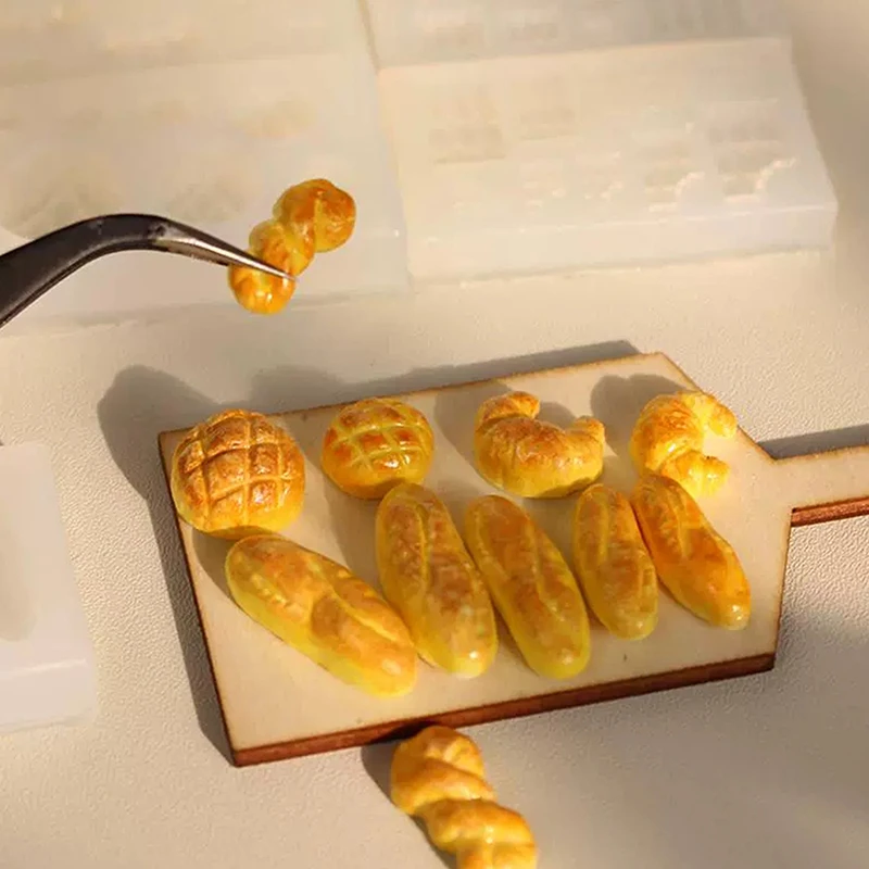 Mini Biscuit Bread Donuts Silicone Mold DIY Food Dessert Toy Pottery Clays Resin Art Mold Cake Decoration Doll House Accessories