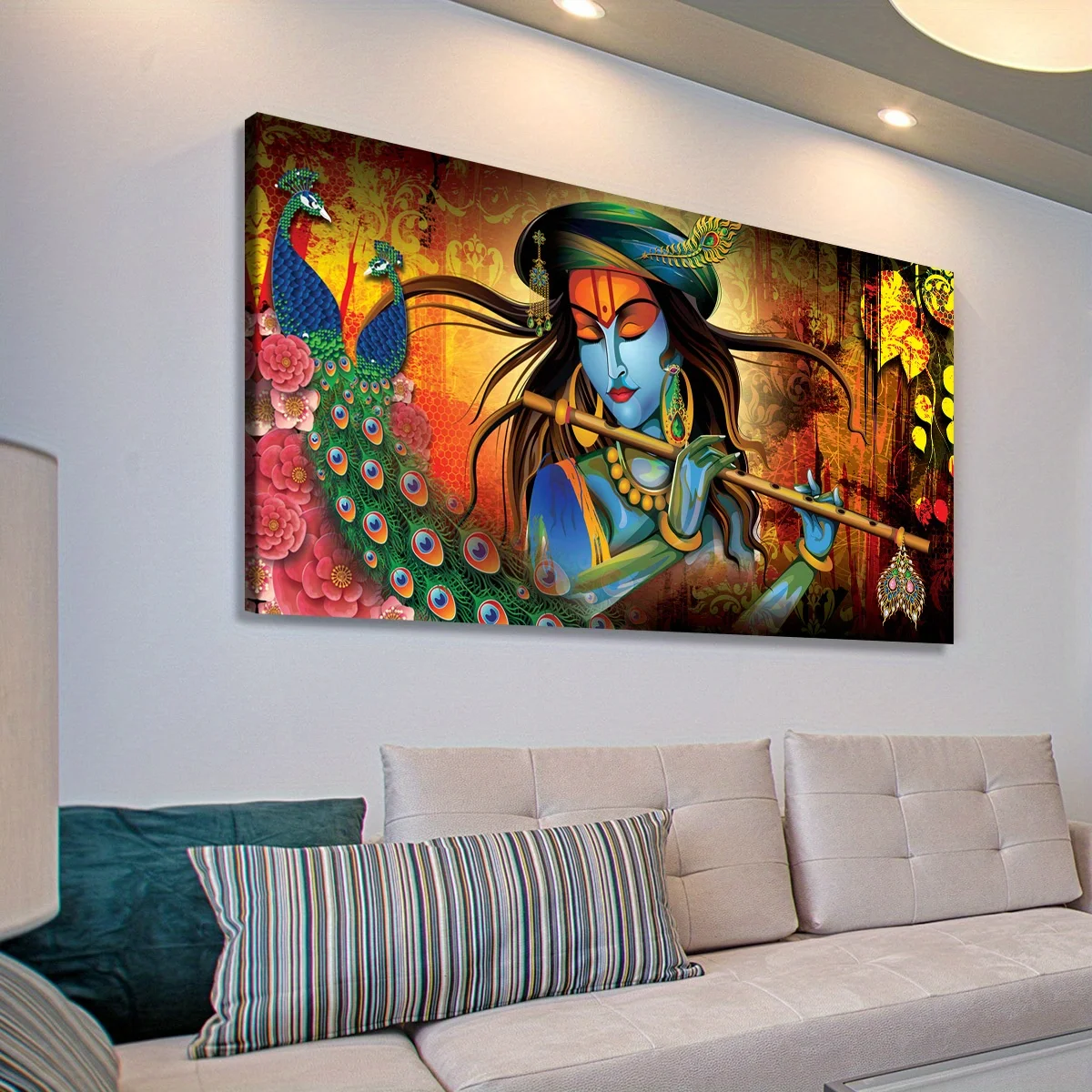

2D Flat 1pc Large Indian Religion, God Canvas Wall Art, Unframed Religion Wall Art Prints for Living Room and Bedroom Decortion