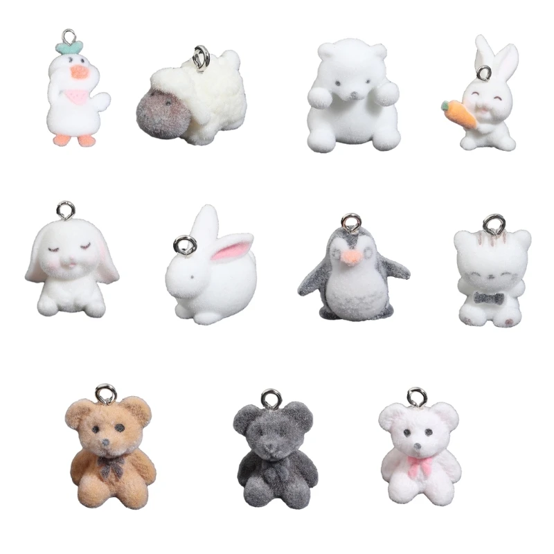 Y166 Colorful Flocking Animal Pendants Accessories Practical Phone Hangings Ornament Practical Hangings Jewelry Accessories