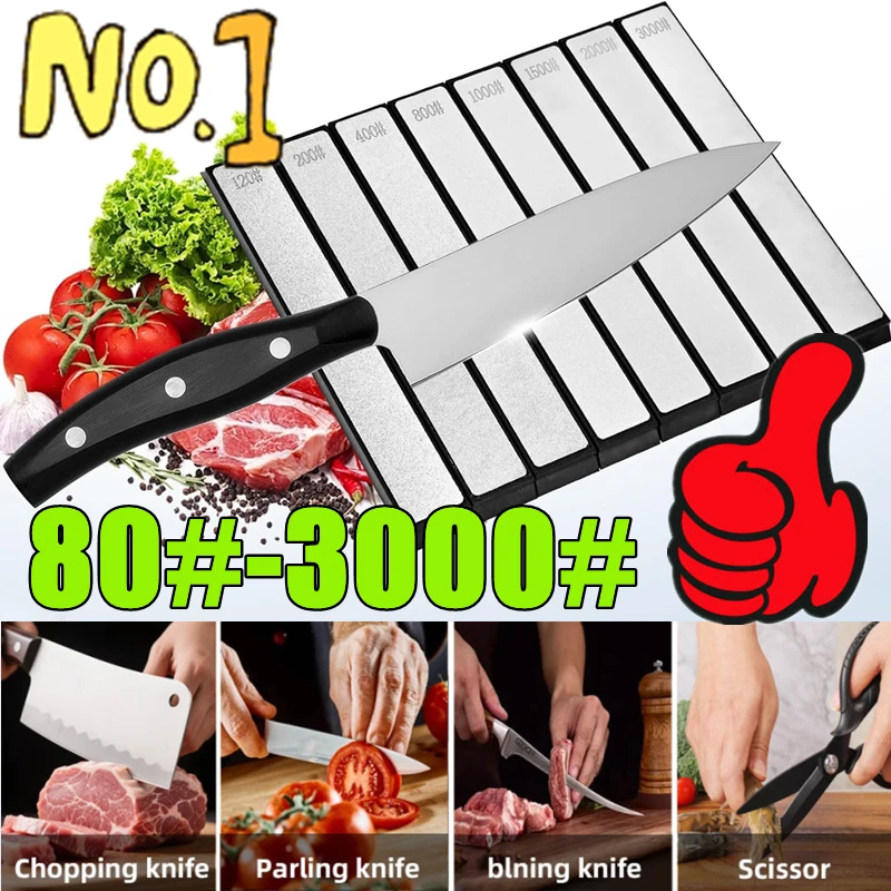 

80 # -3000 # Алмазные точильные камни с основанием. Профессиональная точилка для инструментов с несколькими зернистостями и угловой направляющей для улицы/кухни.