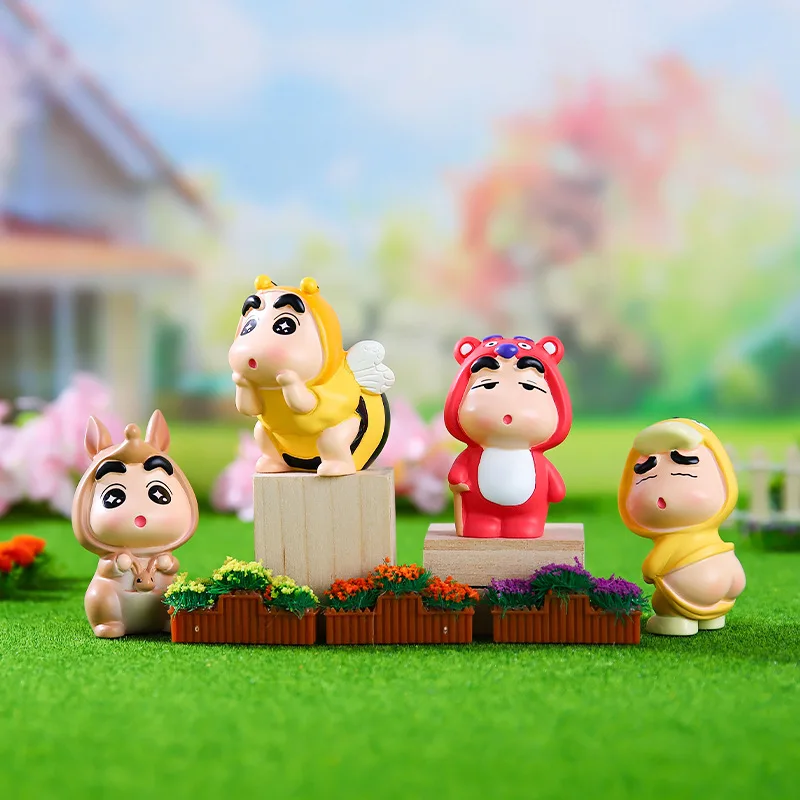 12 unids/set Anime Crayon Shin-chan onda de luz figura de acción PVC modelo juguetes muñeca adorno de escritorio colección regalos en caja