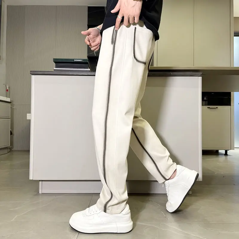 Abbigliamento uomo autunno moda Casual sport Running pantaloni dritti Y2K Streetwear contrasto colore pantaloni larghi Pantalones Hombre