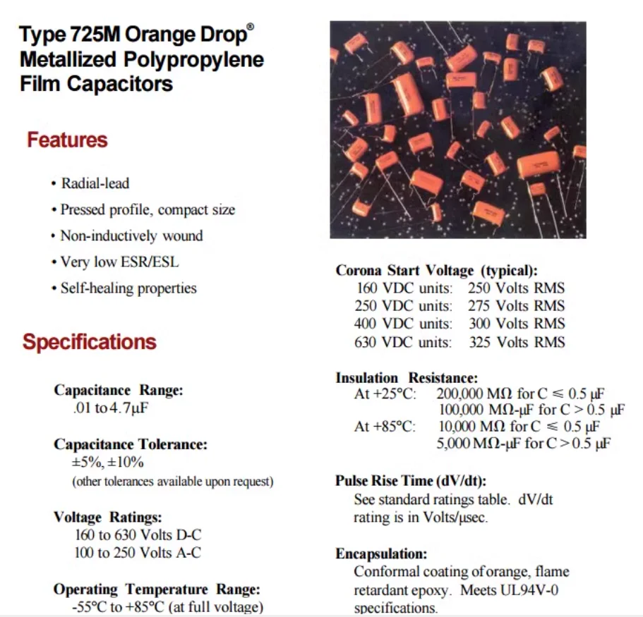 10 قطعة/الوحدة CDE sprague SBE 725M 630v0.27uf 274j برتقالي قطرة رقيقة فيلم مكثف P27MM 30 مللي متر * 7.3 مللي متر * 16.5 مللي متر #2