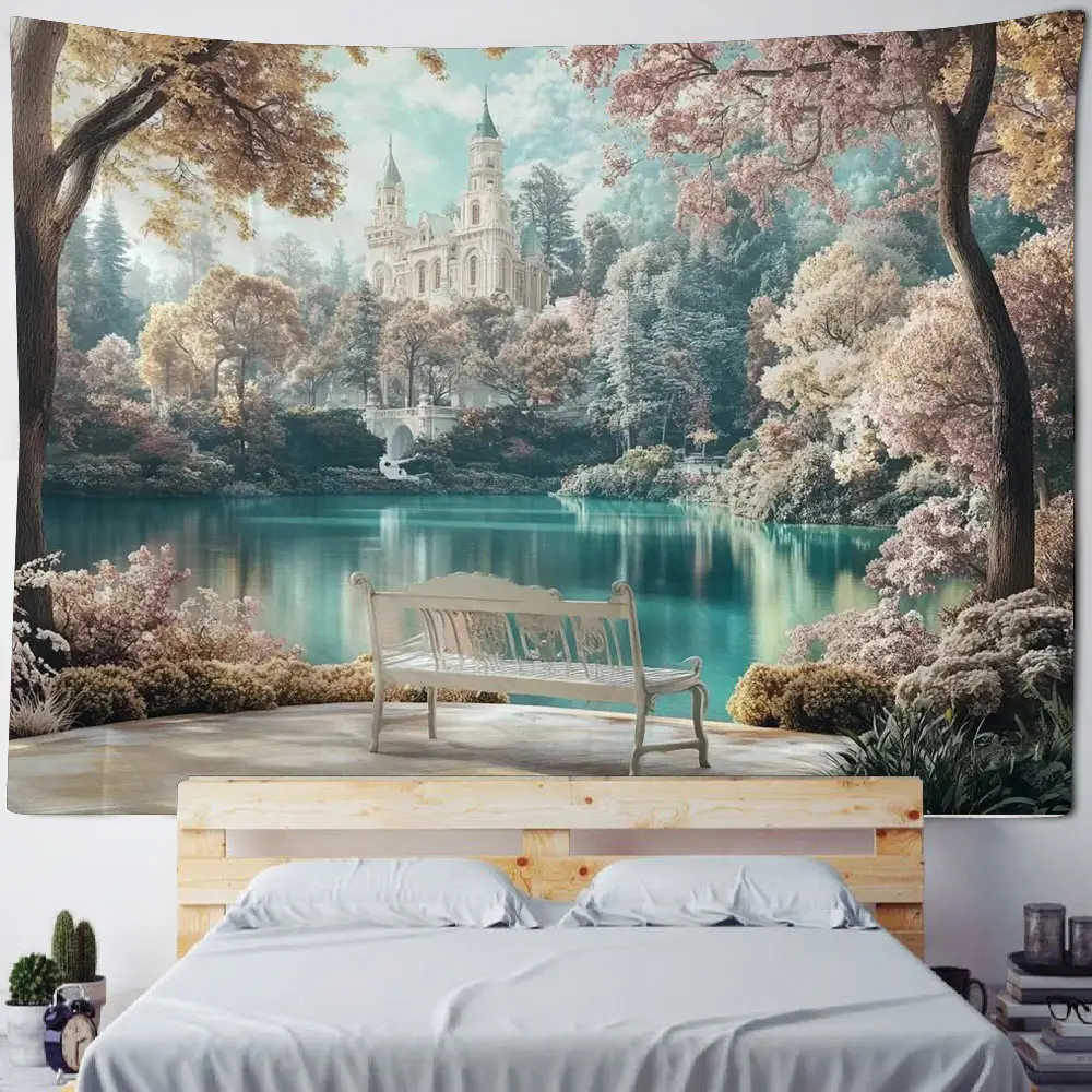 Dream Manor Landscape Waterfall Landscape Decoration Tapestry Moonlight Flowing Waterfall Landscape Decoration Tapestry