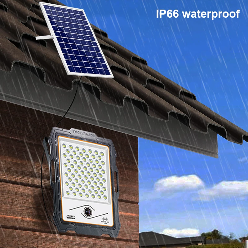 Smart solar outdoor spotlight with HD Camera Street Lamp IP67 Waterproof Super Bright Solar Street Flood Wall Light With Remote