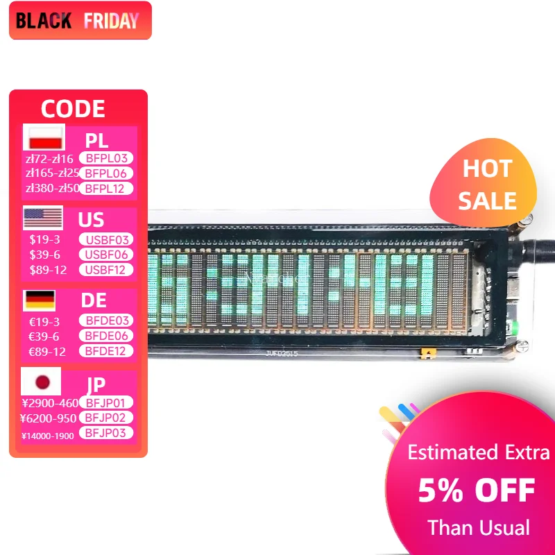 25 segments 15 levels Sound Control VFD FFT Music Spectrum Level Audio Indicator Rhythm LED Display VU Meter Screen