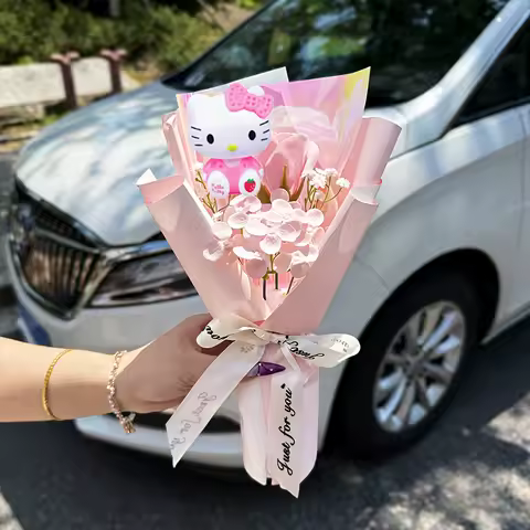Sanrio Artificial Flowers Bouquet Hello Kitty Rose Bouquet Hello Kitty Artificial Roses New Year Gift Hello Kitty Rose Bouquet P