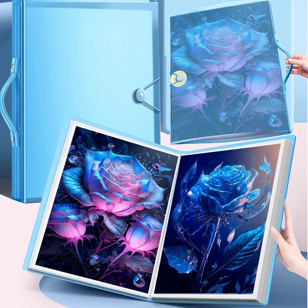 

60 Page Diamond Painting Storage Book Portfolio Presentation Storage Book Clear Pockets Large Folder Photo Album Stationery Tool