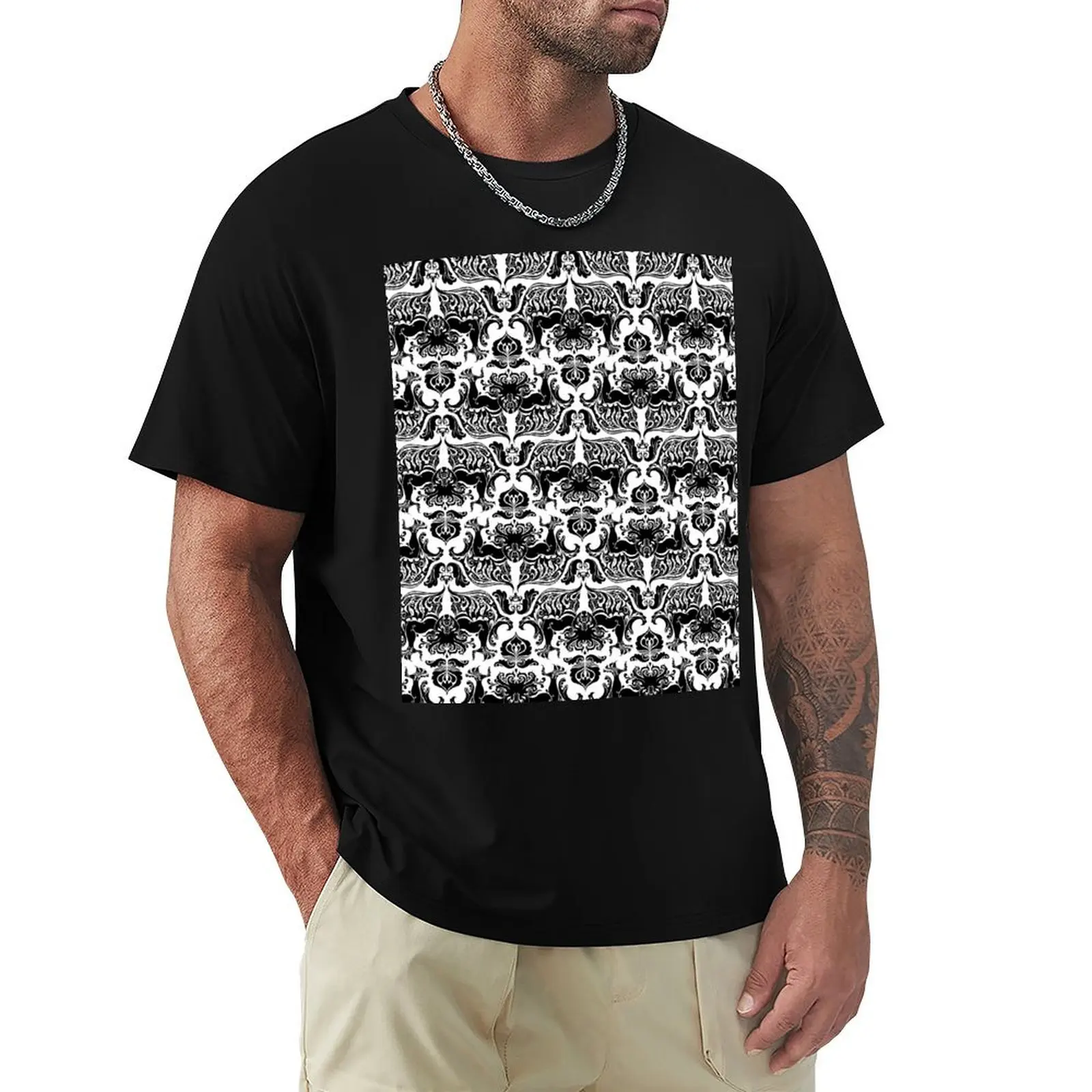 

I Love Craft (Cthulhu Damask Black and White) T-Shirt Simple Print Design T-Shirt