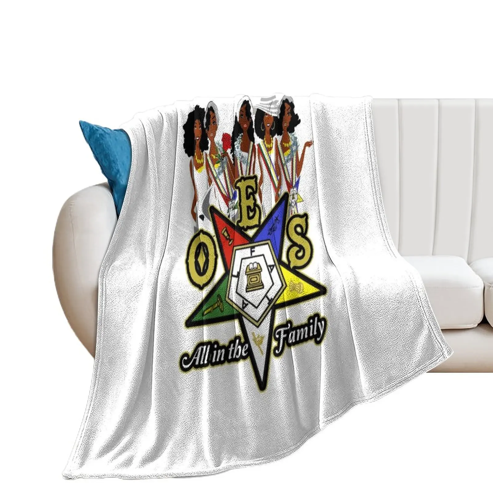 

OES Order Of The Eastern Star Logo Sistars All In The Family Freemason Throw Blanket Shaggy Moving Blankets