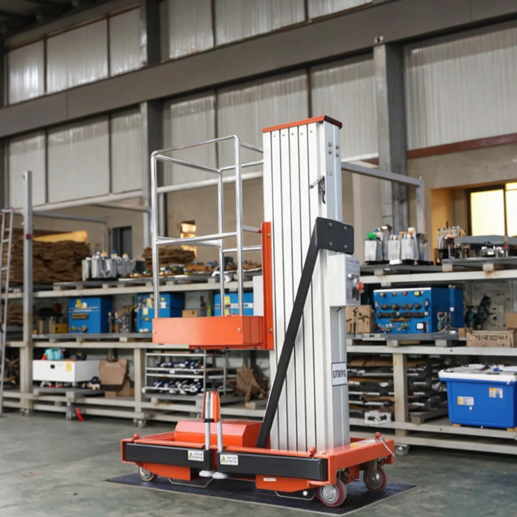 High Rise Work Platform Wheels Single Column Aluminum Alloy Lifting Platform Hydraulic Lift