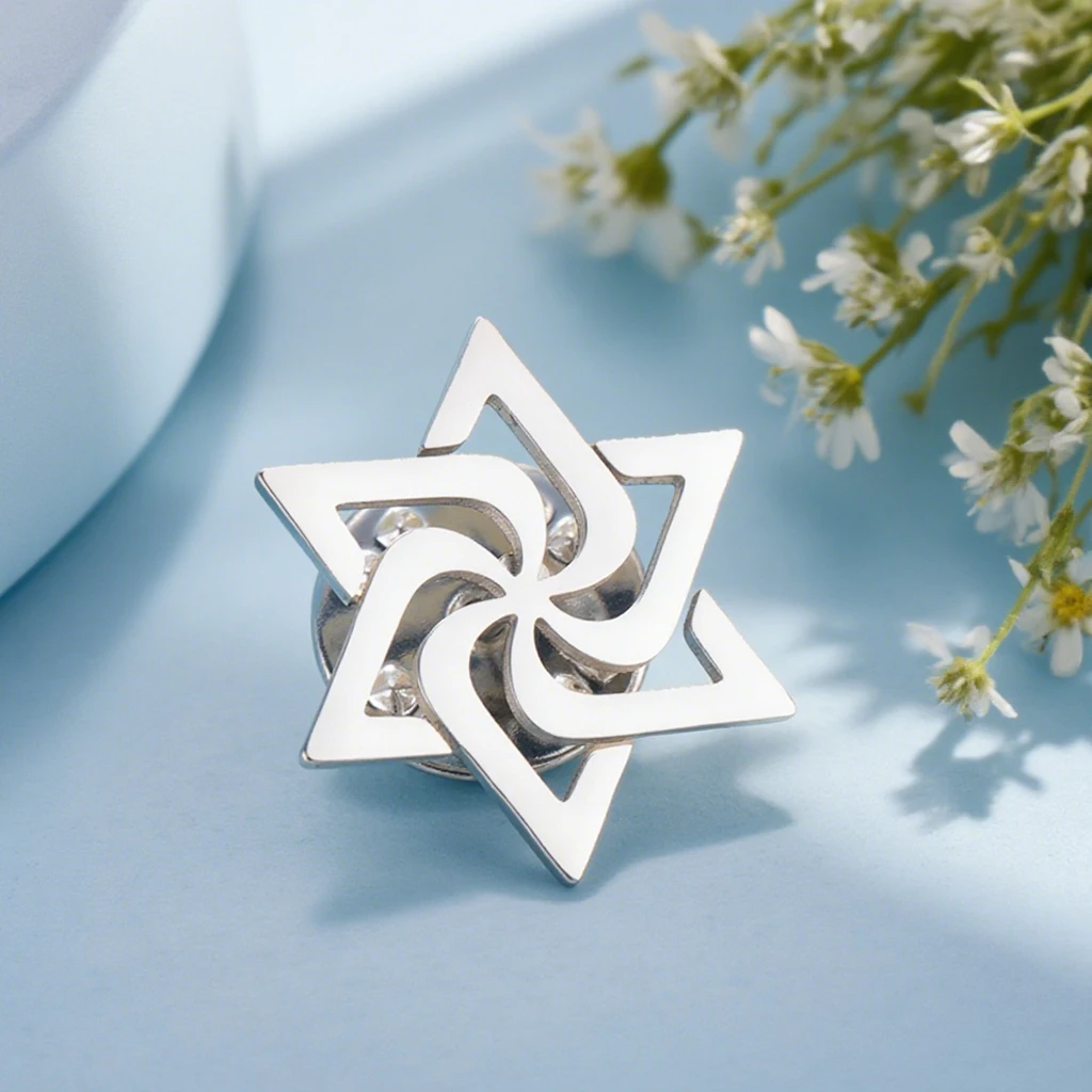 Dawapara Spiral Judentum Davidstern Brosche Pins Hexagramm Wirbel Raelian Unendlichkeitssymbol Edelstahl Schmuck – Detail 5
