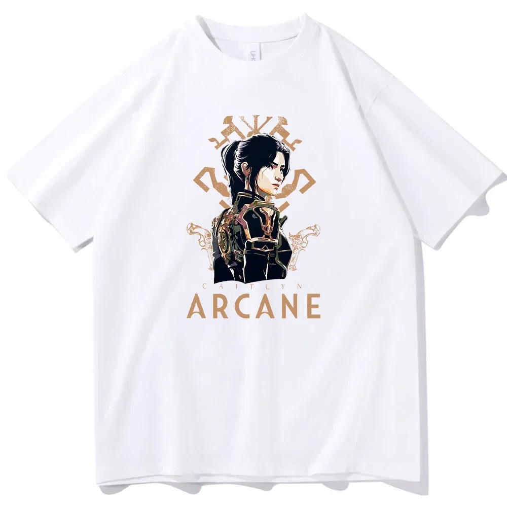 Arcane T-shirt O-Neck Short Sleeve Shirts Fans Gift Graphic T Shirts Anime Women Short Sleeve Harajuku Shirts