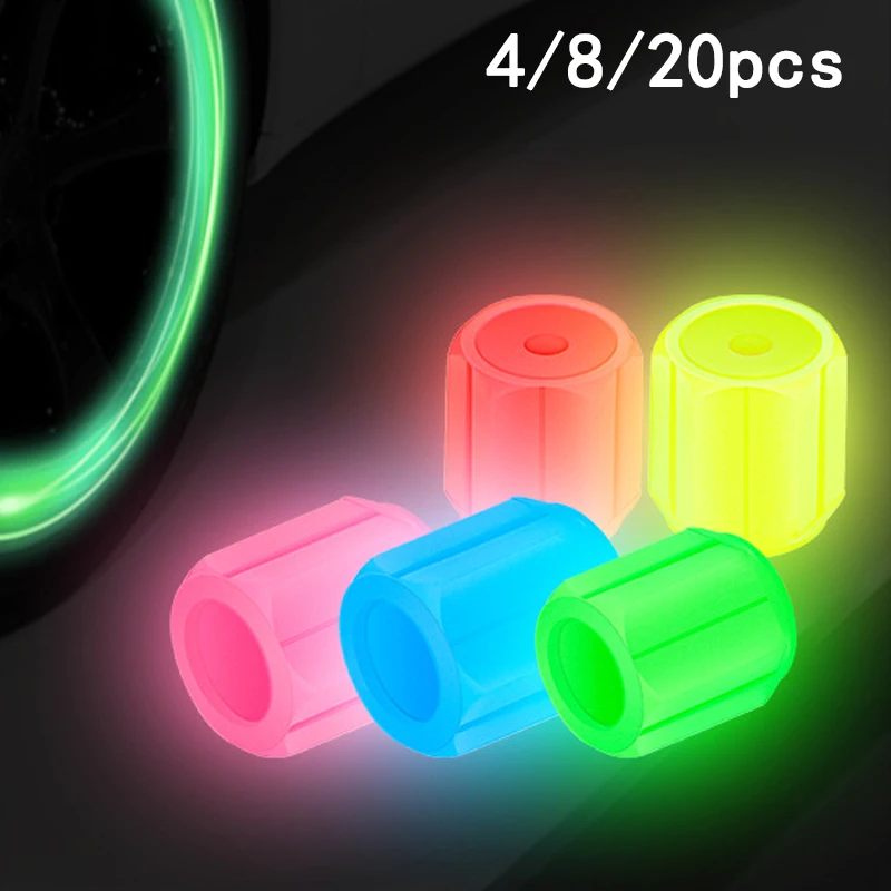 Tappi Luminosi per Valvole Pneumatici, 6 Colori, per Auto e Moto, Accessori Decorativi per Ruote, 4/8/20 Pezzi