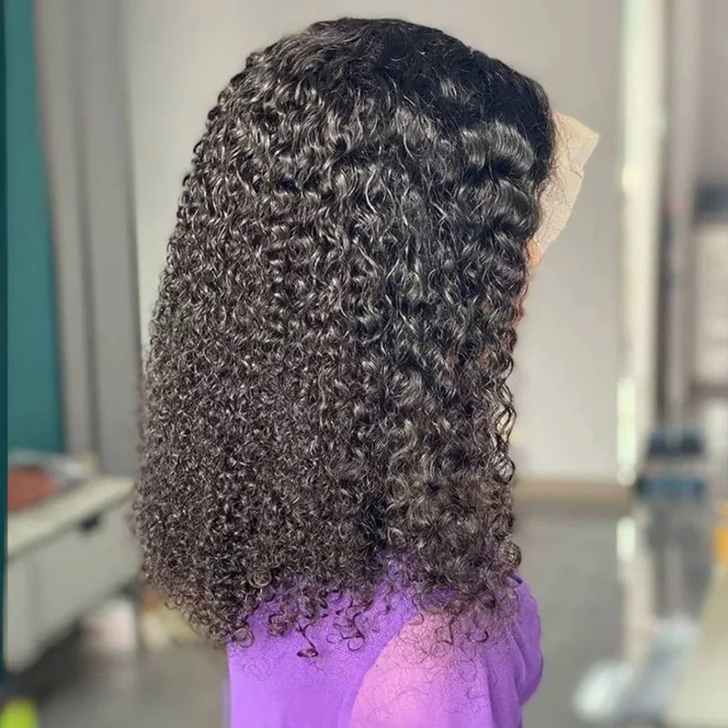 26 بوصة طويلة عميق غريب مجعد لينة الطبيعية الأسود 180 الكثافة الدانتيل شعر مستعار أمامي للنساء غلويليس مع شعر الطفل قبل قطعها يوميا