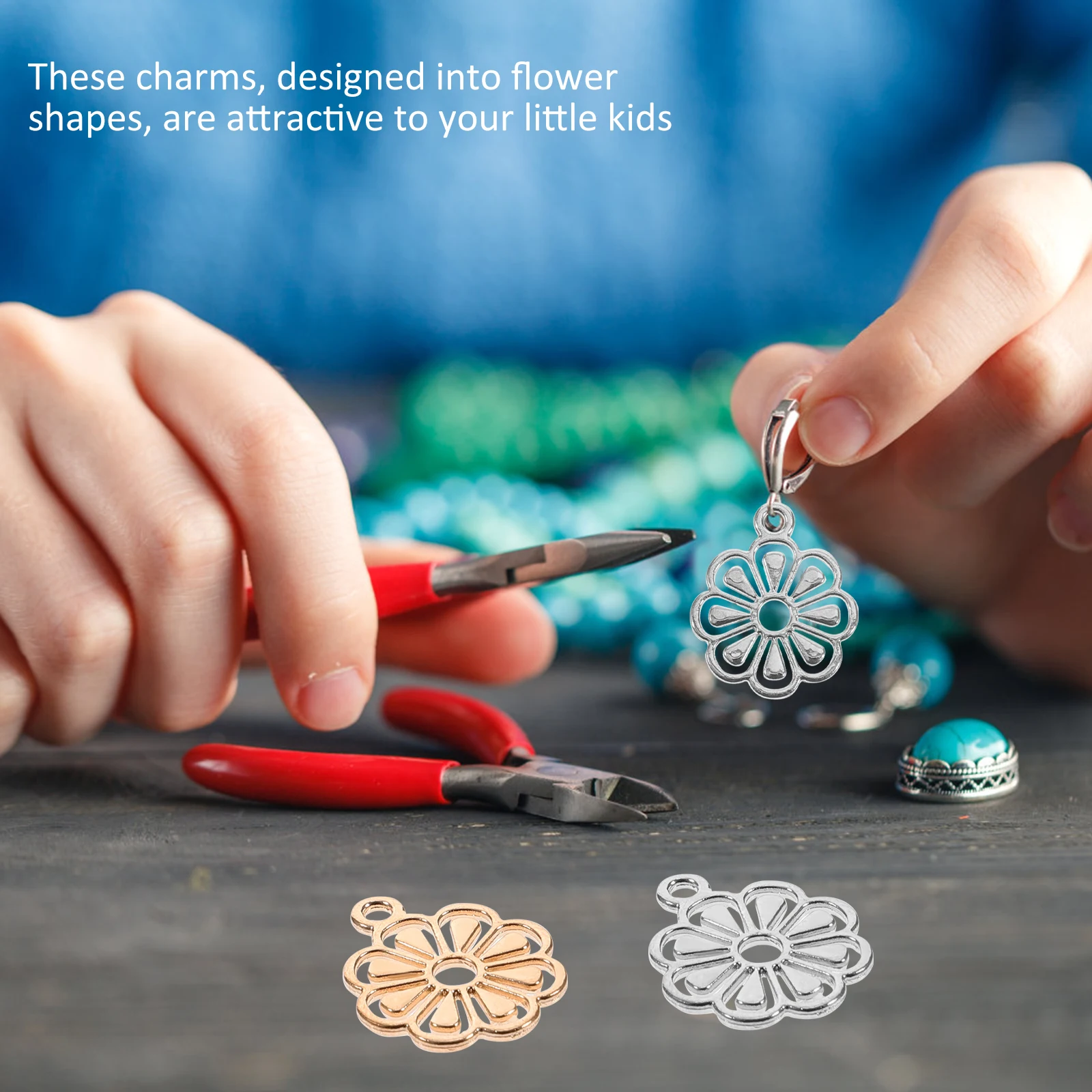 

100 шт. кулон из цинкового сплава, аксессуары в форме цветов, ювелирные изделия с цветочным принтом, ожерелье, подвески, браслет