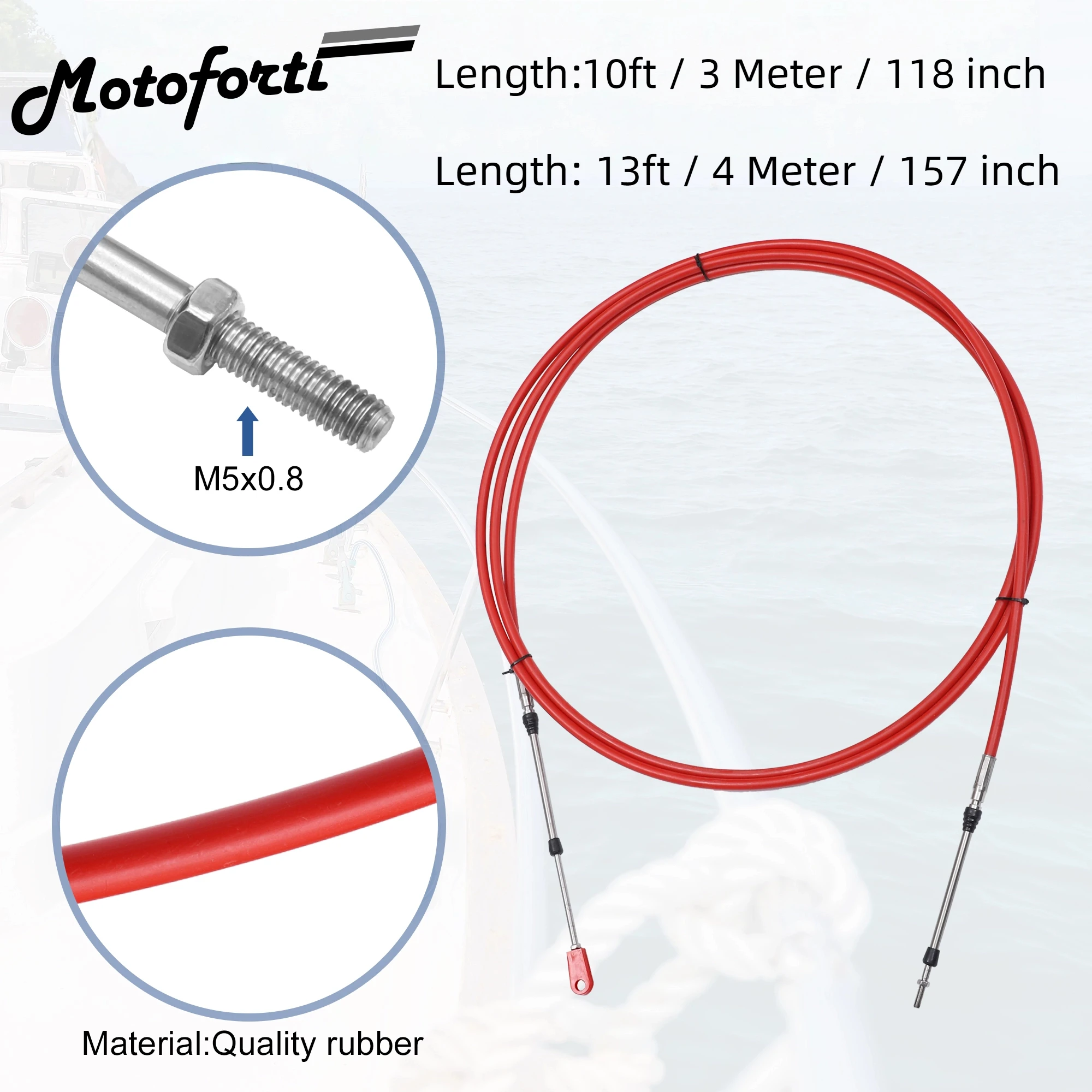 Motoforti 10ft 118 بوصة و13ft 157 بوصة نوع بحري 3300/33C كابل صندوق التحكم عن بعد مع Clevis لياماها #2