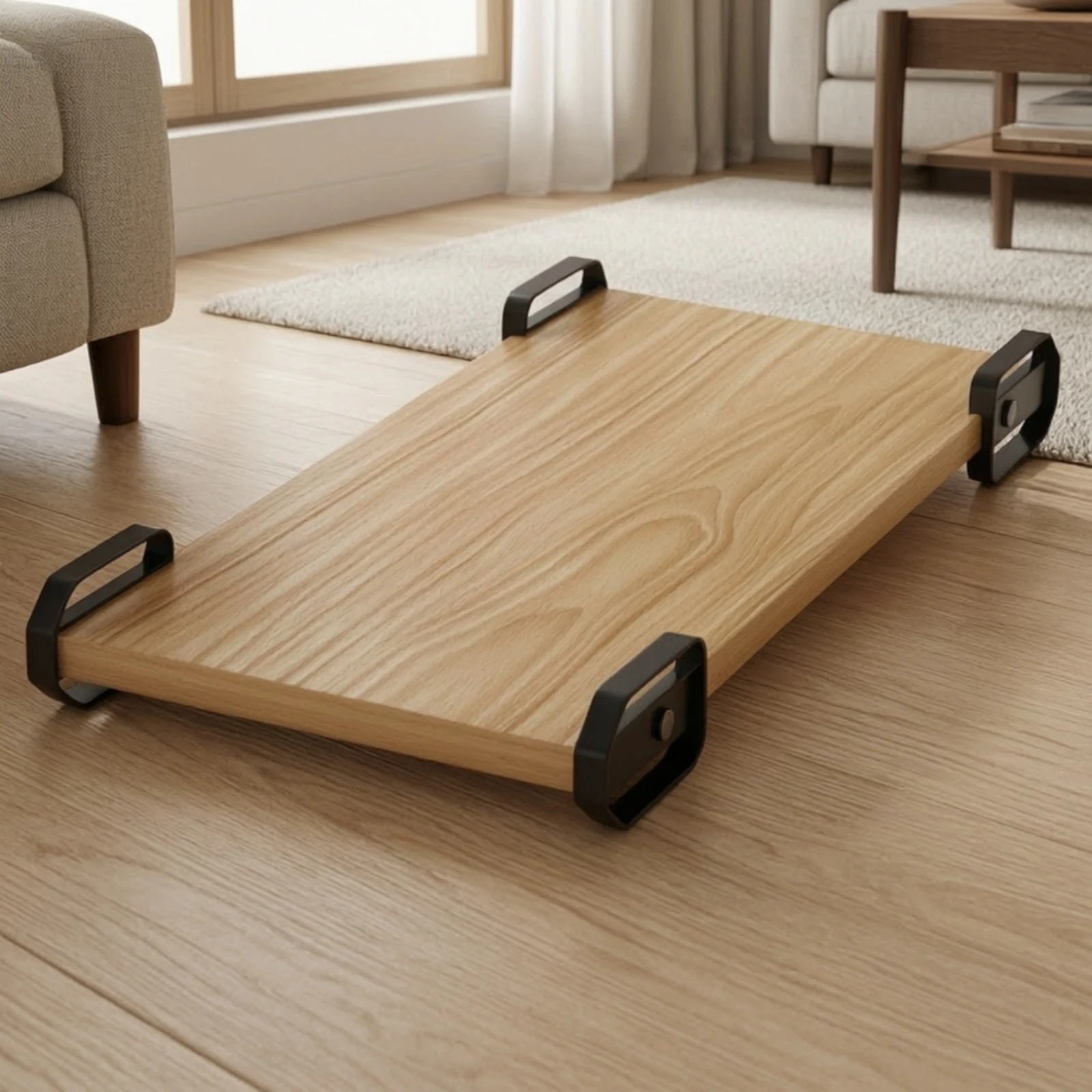 MDF Rolling Stand with Caster Wheels Compact PC Computer Case Stand with Wheels Desktop Case Roller Sturdy Computer Holder