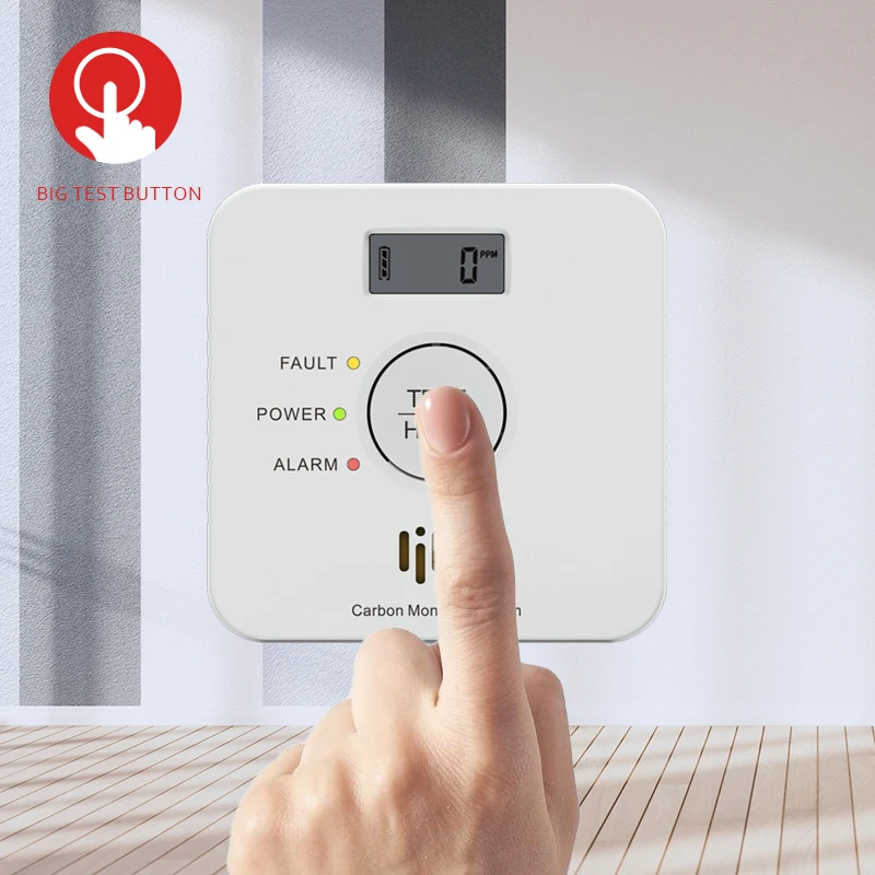 EN50291 Tested RF Wireless Interconnected CO Gas Alarm Use 2*AA Replaceable Batteries for Kitchen