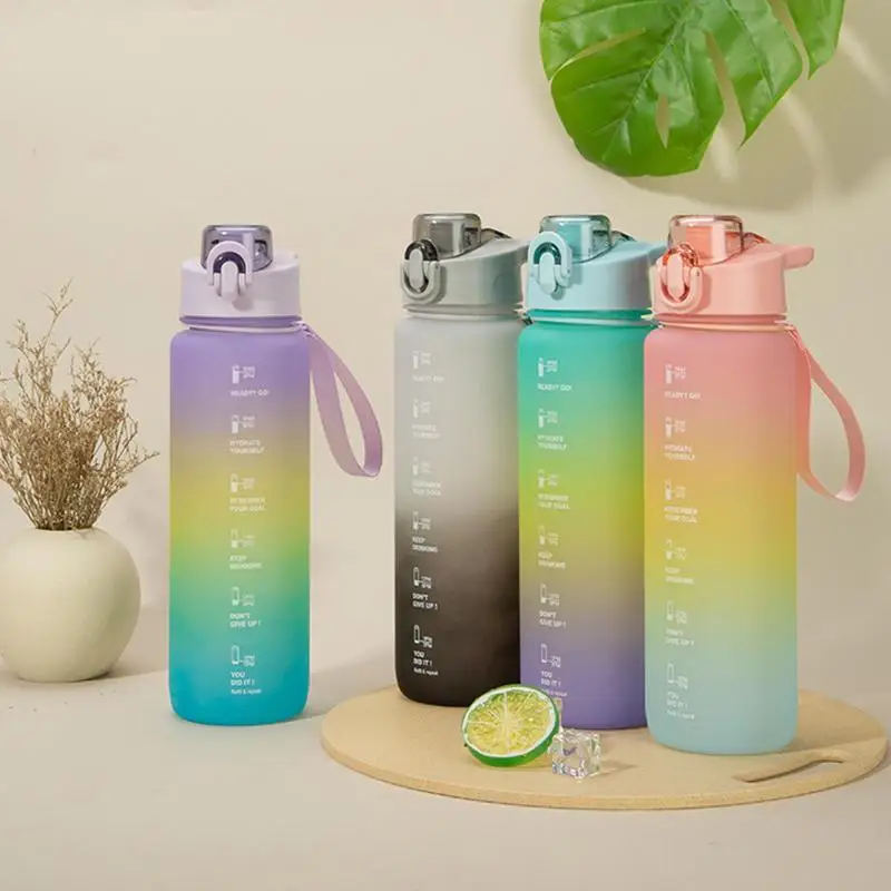 1 Liters Water Bottle Motivational Drinking Bottle Sports Water Bottle With Time Marker Leakproof Portable Reusable Sports Cups