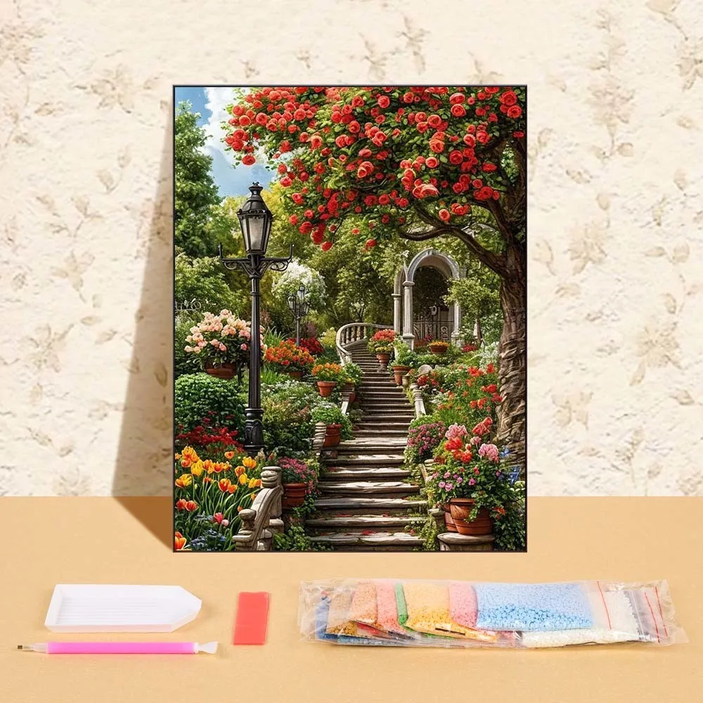 

Landscape Diamond Painting Kit Park View DIY Full Round Diamond Mosaic Embroidery For Living Room Home Decoration For Beginners